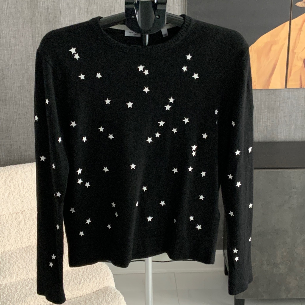 Equipment Black Crewneck Sweater With White Embroidered Stars L